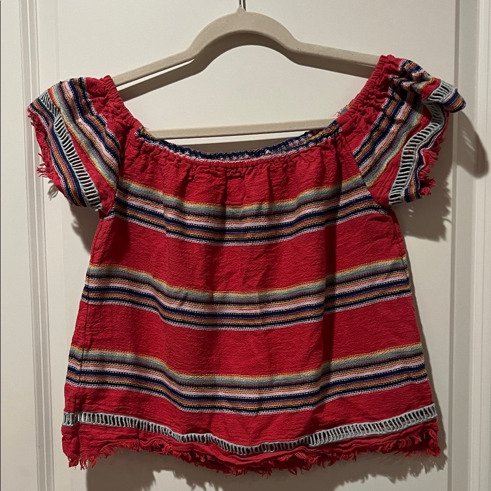 Red Striped Off-Shoulder Top